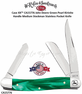 W.R. Case & Sons Cutlery CA15776 Case XX� John Deere Green Pearl Kirinite Medium Stockman Stainless Pocket Knife