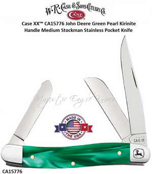 W.R. Case & Sons Cutlery CA15776 Case XX™ John Deere Green Pearl Kirinite Medium Stockman Stainless Pocket Knife W.R. Case & Sons Cutlery CA15776 Case XX™ John Deere Green Pearl Kirinite Medium Stockman Stainless Pocket Knife