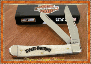 CASE XX CA52086 New Smooth Natural Bone Handle Harley Davidson Trapper Knife