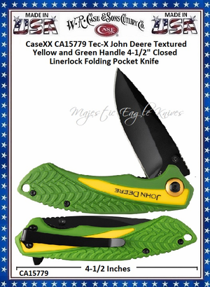 W.R. Case & Sons Cutlery�CA15779 CaseXX Tec-X John Deere Textured Yellow and Green Handle 4-1/2" Closed Linerlock Folding Pocket Knife