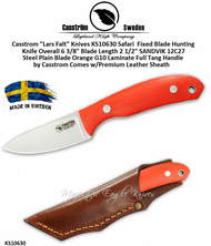 Casstrom "Lars Falt" Knives KS10630 Safari Fixed Blade Hunting Knife Orange G10 Laminate Handle Comes w/Premium Leather Sheath Casstrom "Lars Falt" Knives KS10630 Safari Fixed Blade Hunting Knife Orange G10 Laminate Handle Comes w/Premium Leather Sheath