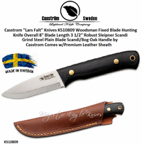Casstrom "Lars Falt" Knives KS10809 Woodsman Fixed Blade Hunting Knife Scandi/Bog Oak Handle Comes w/Premium Leather Sheath Casstrom "Lars Falt" Knives KS10809 Woodsman Fixed Blade Hunting Knife Scandi/Bog Oak Handle Comes w/Premium Leather Sheath