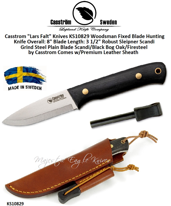 Casstrom "Lars Falt" Knives KS10829 Woodsman Fixed Blade Hunting Knife