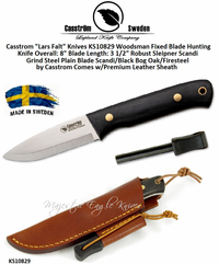 Casstrom "Lars Falt" Knives KS10829 Woodsman Fixed Blade Hunting Knife Scandi/Black Bog Oak/Firesteel Handle Comes w/Premium Leather Sheath Casstrom "Lars Falt" Knives KS10829 Woodsman Fixed Blade Hunting Knife Scandi/Black Bog Oak/Firesteel Handle Comes w/Premium Leather Sheath