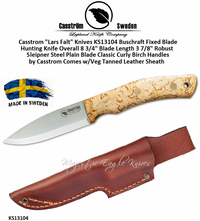 Casstrom "Lars Falt" Knives KS13104 Bushcraft Fixed Blade Hunting Knife Classic Curly Birch Handles Comes w/Veg Tanned Leather Sheath Casstrom "Lars Falt" Knives KS13104 Bushcraft Fixed Blade Hunting Knife Classic Curly Birch Handles Comes w/Veg Tanned Leather Sheath