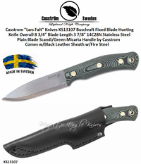 Casstrom "Lars Falt" Knives KS13107 Bushcraft Fixed Blade Hunting KnifeScandi/Green Micarta Handle Comes w/Black Leather Sheath w/Fire Steel Casstrom "Lars Falt" Knives KS13107 Bushcraft Fixed Blade Hunting KnifeScandi/Green Micarta Handle Comes w/Black Leather Sheath w/Fire Steel
