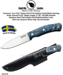 Casstrom "Lars Falt" Knives KS13119 Outdoor Fixed Blade Hunting Knife Flat/Stabilized Blue Curly Birch Black Veg Tanned Sheath