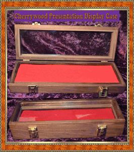 Cherry Wood Medium Glass Top Vacuum Sealed Red Velvet Lined Presentation Display Case