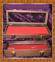 Cherry Wood Medium Glass Top Vacuum Sealed Red Velvet Lined Presentation Display Case