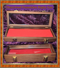 Cherry Wood Medium Glass Top Vacuum Sealed Red Velvet Lined Presentation Display Case