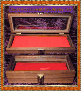 Cherry Wood Small Glass Top Vacuum Sealed Red Velvet Lined Presentation Display Box