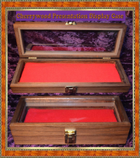 Cherry Wood Small Glass Top Vacuum Sealed Red Velvet Lined Presentation Display Box