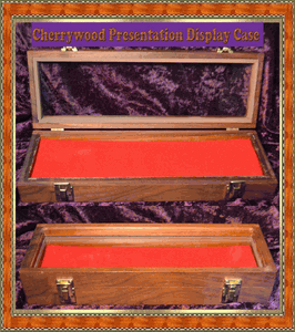 Cherrywood Large Glass Top Vacuum Sealed Red Velvet Lined Presentation Display Case