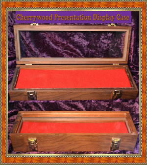 Cherrywood Large Glass Top Vacuum Sealed Red Velvet Lined Presentation Display Case Cherrywood Large Glass Top Vacuum Sealed Red Velvet Lined Presentation Display Case