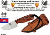 Citadel Knives & Swords KC4010 Trondheim Fixed 2-1/2" DNH7 Plain Blade, Rosewood Handles Brown Leather Sheath