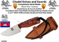 Citadel Knives & Swords KC4010 Trondheim Fixed 2-1/2" DNH7 Plain Blade, Rosewood Handles Brown Leather Sheath Citadel Knives & Swords KC4010 Trondheim Fixed 2-1/2" DNH7 Plain Blade, Rosewood Handles Brown Leather Sheath