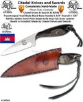 Citadel Knives & Swords KC40540 Treychongva Fixed Blade Black Bone Handle 6-3/4" Overall 2-7/8" N690Co B�hler Steel Plain Blade Knife Real Full Grain Leather Sheath is Included! 