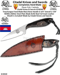 Citadel Knives & Swords KC40540 Treychongva Fixed Blade Black Bone Handle 6-3/4" Overall 2-7/8" N690Co B�hler Steel Plain Blade Knife Real Full Grain Leather Sheath is Included! 