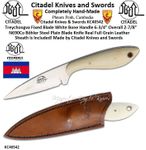Citadel Knives & Swords KC40542 Mushroom White Bone Handle 5-1/4" Overall 2-3/4" DNH7 High Carbon Steel Knife Full Grain Leather Belt Sheath is Included! Made by Citadel Knives and Swords