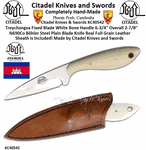 Citadel Knives & Swords KC40542 Mushroom White Bone Handle 5-1/4" Overall 2-3/4" DNH7 High Carbon Steel Knife Full Grain Leather Belt Sheath is Included! Made by Citadel Knives and Swords