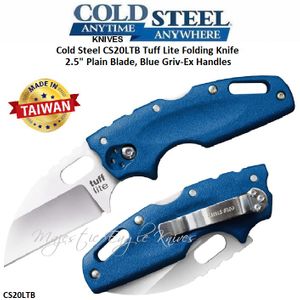Cold Steel Knives 20LTB Tuff Lite Folding Knife 2.5" Plain Blade, Blue Griv-Ex Handles Cold Steel Knives 20LTB Tuff Lite Folding Knife 2.5" Plain Blade, Blue Griv-Ex Handles