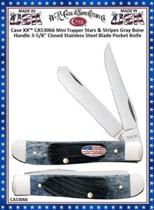 W.R. Case & Son's Cutlery CA53066 Case XX Mini Trapper Stars & Stripes Gray Bone Handle 3-5/8" Closed Stainless Steel Blade Pocket Knife
