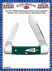 W.R. Case & Son's Cutlery  CA64532 Case XX Butterbean Spruce Green Synthetic Handle 2-3/4" Closed Stainless Steel Blade Pocket Knife