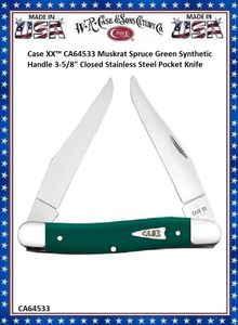 W.R. Case & Son's Cutlery CA64533 Case XX Muskrat Spruce Green Synthetic Handle 3-7/8" Closed Stainless Steel Blade Pocket Knife