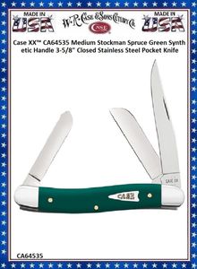 W.R. Case & Son's Cutlery CA64535 Case XX Medium Stockman Spruce Green Synthetic Handle 3-5/8" Closed Stainless Steel Blade Pocket Knife