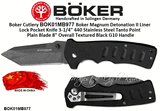 Boker Cutlery BOK01MB977 Boker Magnum Detonation II Liner Lock Pocket Knife 3-1/4" 440 Stainless Steel Tanto Point Plain Blade 8" Overall Textured Black G10 Handle