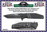 Bear & Son Cutlery BS61503 4-1/2" Closed 3-1/2" Assisted Opening Tanto Plain Blade Sideliner Black G10 Handled Pocket Knife 