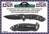 Bear & Son Cutlery BS61511 4-1/4" Closed 3-1/4 " Flipper Opening Drop Point Plain Blade Stainless Steel w/Black Soft Touch Coating Handled Pocket Knife