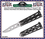 Bear & Son BS113BTR Bear Balisong Butterfly Knife 4" Closed 3-1/2" Plain Blade Black Stainless Steel Handled
