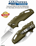 Cold Steel Knives CS20LTG Tuff Lite Folding Knife 2.5" Plain Blade, OD Green Griv-Ex Handles