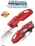 Cold Steel Knives CS20LTR Tuff Lite Folding Knife 2.5" Plain Blade, Red Griv-Ex Handles