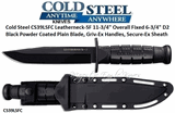 Cold Steel CS39LSFC Leatherneck-SF 11-3/4" Overall Fixed 6-3/4" D2 Black Powder Coated Plain Blade, Griv-Ex Handles, Secure-Ex Sheath