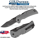Cold Steel CSFL30DPLD-10BGY Engage ATLAS Lock Folding Knife 4-1/4" Closed 3.125" AUS-10A Black PVD Stonewashed Clip Point Blade, Gray G10 Handles  