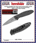 Kershaw Cutlery KS1660CF Ken Onion Leek Assisted Flipper Pocket Knife 4" Closed 3" CPM-154 Stonewashed Plain Blade, Carbon Fiber Handles
