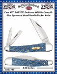 W.R. Case & Sons Cutlery CA63735 Case XX� Seahorse Whittler Smooth Blue Sycamore Wood Handle Stainless Pocket Knife