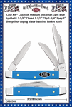 W.R. Case & Sons Cutlery Case XX� CA68906 Case XX� Medium Stockman Light Blue Synthetic 3-5/8" Closed 2-1/2" Clip 1-3/4" Spey 2" Sheepsfoot Coping Blade Stainless Pocket Knife 