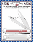 W.R. Case & Sons Cutlery CA18141 Case XX� Trapper Scouting America White Synthetic Handle 4-1/8" Closed 3-1/4" Clip 3-1/4" SpeyBlade Stainless Steel Pocket Knife