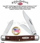W.R. Case & Sons Cutlery CA106 Case XX� Jigged Brown Synthetic Handle Stockman 2 1/2" Clip 1 5/8" Sheepfoot Coping 1 5/8" Pen Plain Blade Tru-Sharp Surgical Stainless Steel Pocket Knife 