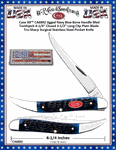 W.R. Case & Son's Cutlery CA6892 Case XX� Jigged Navy Blue Bone Handle Med Toothpick 4-1/4" Closed 3-1/2" Long Clip Plain Blade Tru-Sharp Surgical Stainless Steel Pocket Knife