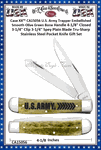 W.R. Case & Sons Cutlery CA15056 Case XX� U.S. Army Trapper Embellished Smooth Olive Green Bone Handle 4-1/8" Closed 3-1/4" Clip 3-1/4" Spey Plain Blade Tru-Sharp Stainless Steel Pocket Knife Gift Set