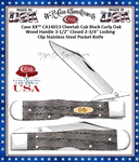 W.R. Case & Sons Cutlery CA14013 Case XX� Cheetah Cub Black Curly Oak Wood Handle 3-1/2" Closed 2-3/4" Locking Clip Blade Stainless Steel Pocket Knife