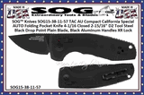 SOG� Knives SOG15-38-11-57 TAC AU Compact California Special AUTO Folding Pocket Knife 4-1/16 Closed 2-15/16" D2 Tool Steel Black Drop Point Plain Blade, Black Aluminum Handles XR Lock 