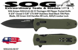 SOG Knives SOG12-61-02-57 Pentagon XR Flipper Pocket Knife 4-3/4" Closed 3-5/8" CTS-XHP Stainless Steel Black TiNi Plain Blade, OD Green G10 Handles XR Lock, AXIS/Crossbar Lock 