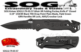 SOG Knives SOGFF25-CP Escape Tactical Folding Pocket Knife- 4-3/4" Closed 3-3/8" Serrated Edge Blade Emergency Pocket Knife with Glass Breaker, Wire Stripper and Line Cutter Blades-Black 