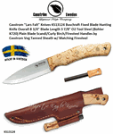 Casstrom "Lars Falt" Knives KS13124 Buschraft Fixed Blade Hunting Knife Scandi/Curly Birch/Firesteel Handles Veg Tanned Sheath w/ Matching Firesteel
