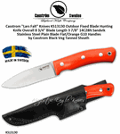 Casstrom "Lars Falt" Knives KS13130 Outdoor Fixed Blade Hunting Knife Flat/Orange G10 Handles Black Veg Tanned Sheath